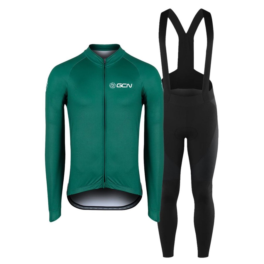 Cycling Kit globalcyclingnetwork | Gcn Core 2.0 Long Sleeve Jersey & Bibtights Bundle - Green