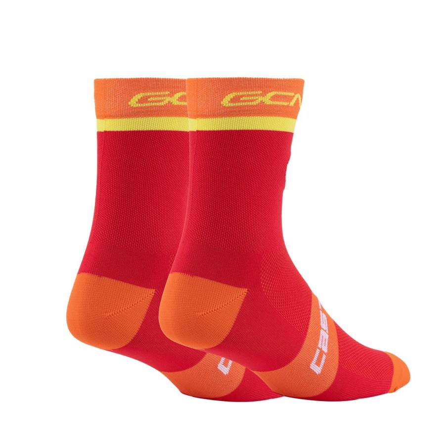 Accessories Castelli | Gcn Castelli Orange And Yellow Rosso Corsa Socks