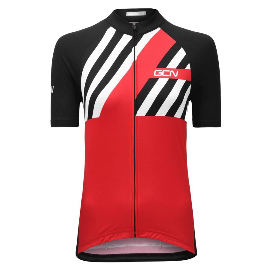 Cycling Kit Bicycle-Line | Gcn Women'S Stripes Fan Jersey - Red & Black