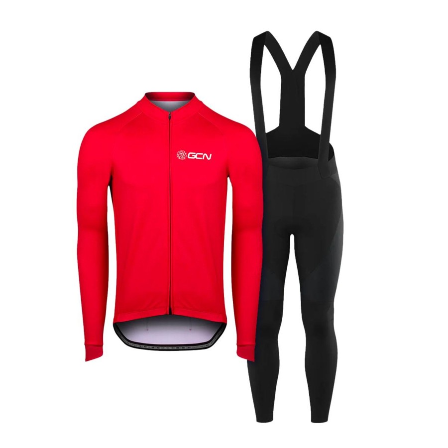 Cycling Kit globalcyclingnetwork | Gcn Core 2.0 Long Sleeve Jersey & Bibtights Bundle - Red