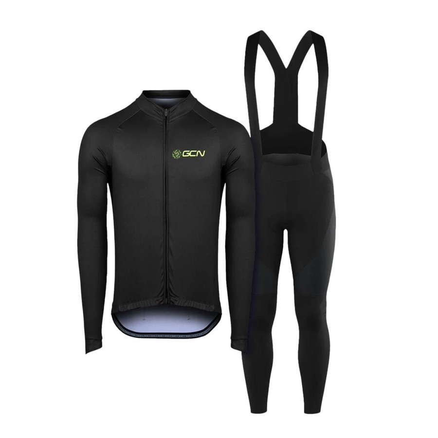 Cycling Kit globalcyclingnetwork | Gcn Core 2.0 Long Sleeve Jersey & Bibtights Bundle - Black/Fluoro